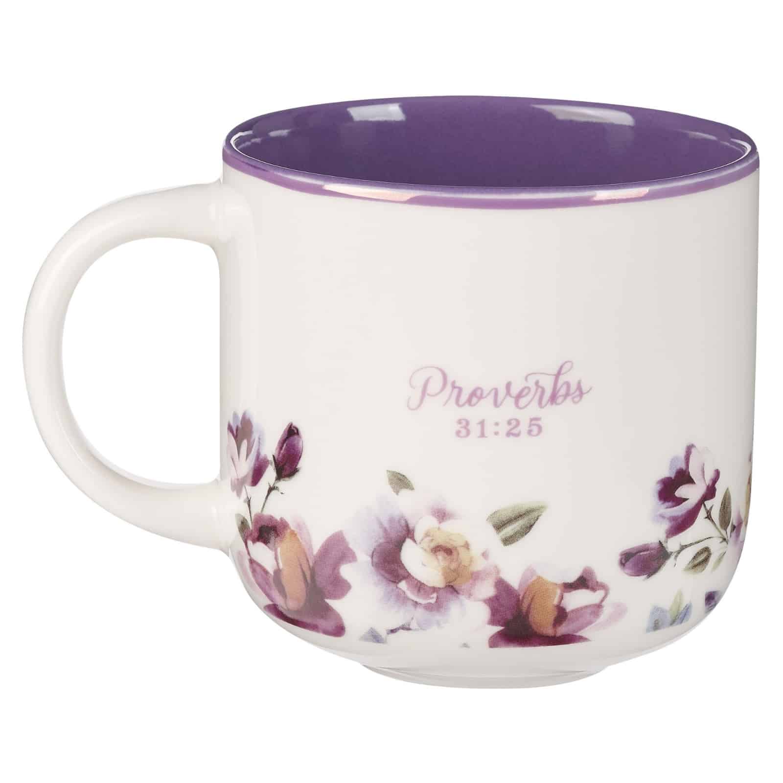 Mug Purple Strength and Dignity Prov 31:25