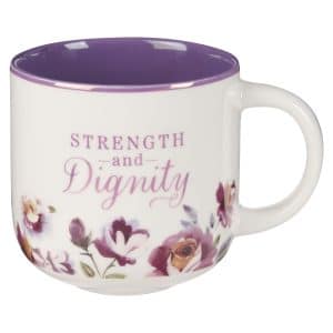 Mug Purple Strength and Dignity Prov 31:25