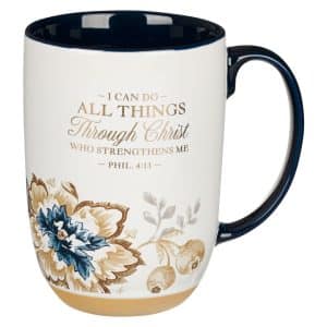 Mug Blue Brown All Things Phil 4:13