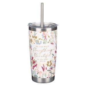 Tumbler w straw SS Floral Everything Beautiful Ecc