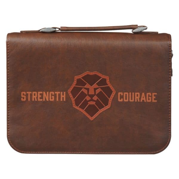 Bible Cover Classic Brown Lion Strength & Courage