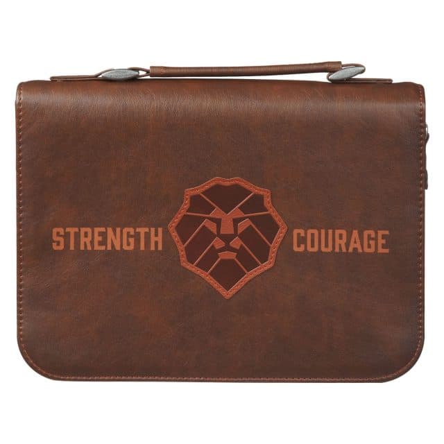 Bible Cover Classic Brown Lion Strength & Courage