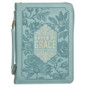Bible Cover Fashion Teal Saved by Grace Eph 2:8